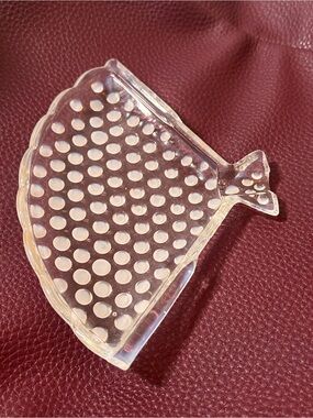 Vintage Fenton Art Glass French opalescent hobnail fan trinket dish or ashtray